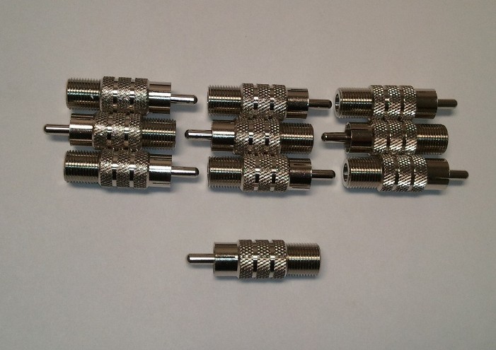 F Male to RCA Female Adapter (10pcs/pack)